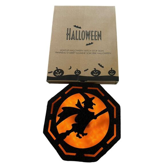 Light Up Glitter Witch Stop Sign Avon 2008 Halloween 2008 Spooky Season Battery - Picture 1 of 8